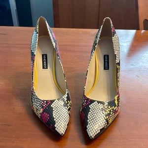Nine West Faux Snakeskin heels. WORN ONCE.